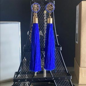 blue feather 💙 rose 🌹 earrings